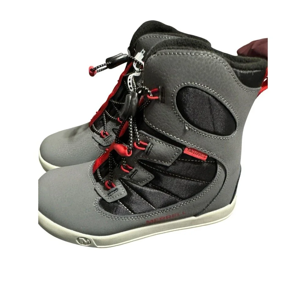 Merrell Kids Snow Bank 4.0 Boots New Size 1 Gray/Red/Black -25F/-32C